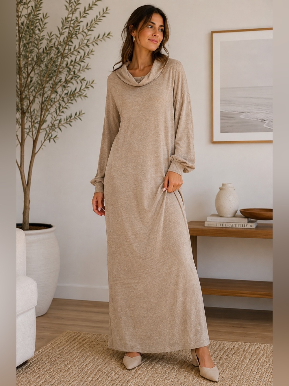 Kay Unger Vintage Cowl Neck Maxi Dress | Size M
